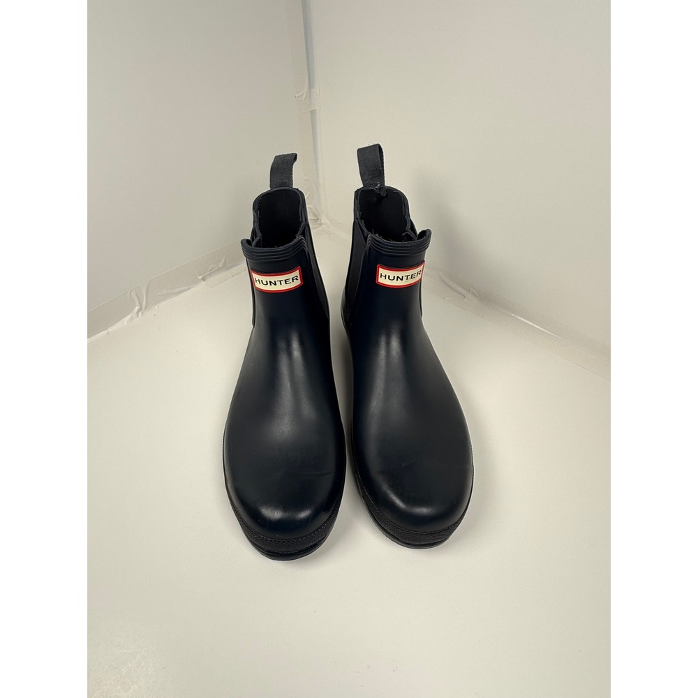 Hunter Rain Boots Women US 7 Navy Blue Original Chelsea Waterproof Rubber Ankle